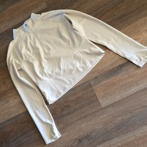 Cream Long Sleeve Zip-Up Top